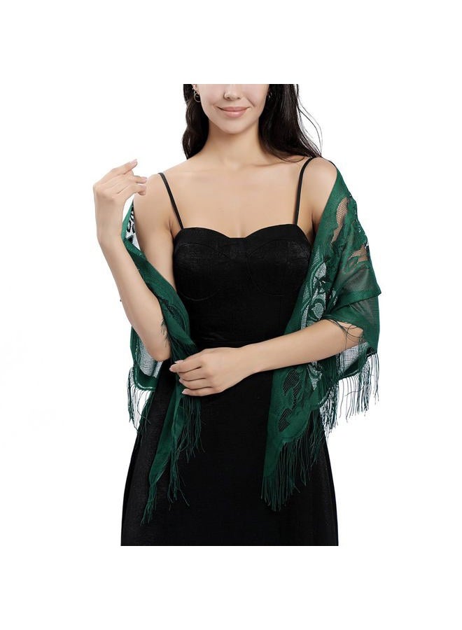 Ladiery Triangle Lace Shawls and Wraps for Evening Dresses with Tassels for Evening Party Mesh Wedding Shawls - Image 3