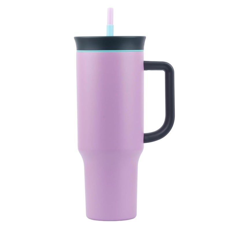 KELVEE 40oz Tumbler with Handle and Straw Lid, Reusable Vacuum Insulated Stainless Steel Water Bottle Leakproof Coffee Sipper Mug for Keeping Beverages Hot or Cold,Perfect for Travel (Lavender) - Image 1