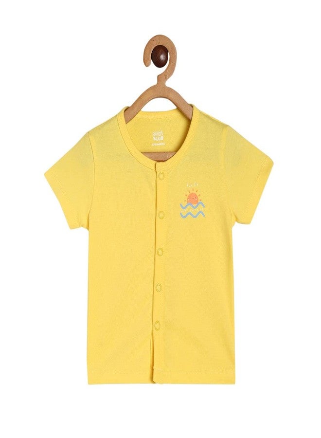 miniklub Baby Short Sleeve Front Open Multi Color Cotton Regular Fit Vest Pack Of 3 (3-6M) - Image 4