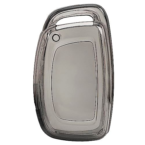 JVCV غطاء شفاف ناعم من JVCV® متوافق مع مفاتيح السيارة الذكية 4 أزرار لهيونداي ألكازار وكريتا وفينيو وآي 20 وتوسكان وإلنترا (أسود شفاف) - Image 1