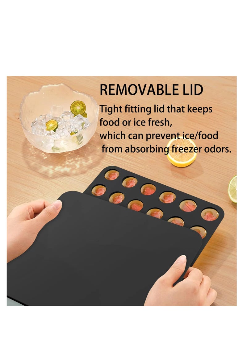 Excefore - Ice Cube Trays Silicone, Ice Molds with Lid Easy Release and Flexible Ice Tray, BPA-Free, Silicone Ice box for Stanley Cup Shape, Black - Image 1