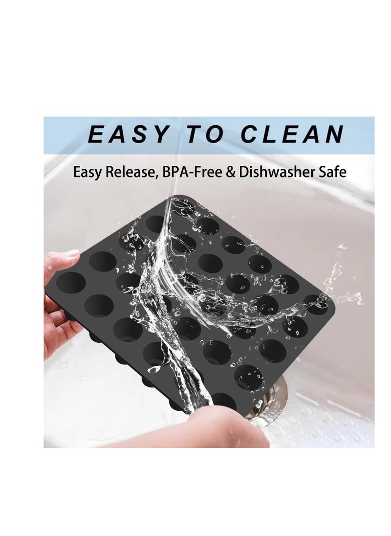 Excefore - Ice Cube Trays Silicone, Ice Molds with Lid Easy Release and Flexible Ice Tray, BPA-Free, Silicone Ice box for Stanley Cup Shape, Black - Image 1