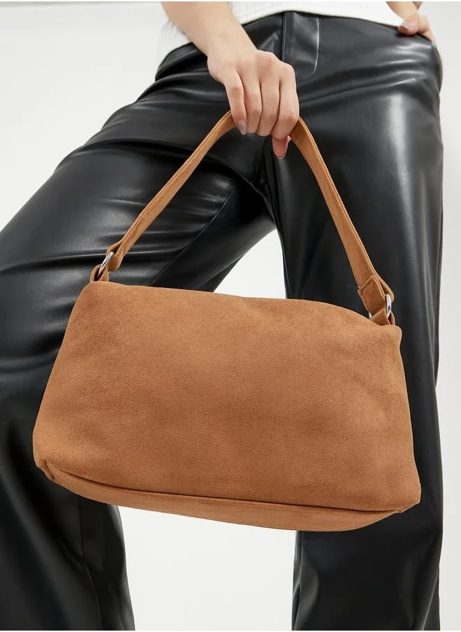 Styli Plain Baguette Bag with Zip Closure