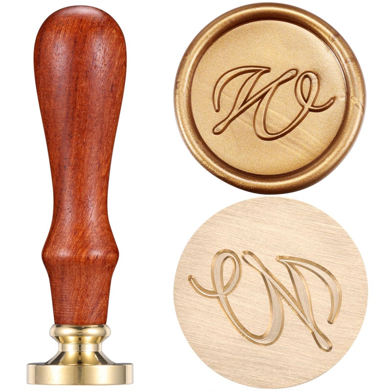 Letter W Wax Seal Stamp Yoption Vintage Brass Head Wooden Handle Initial Alphabet Sealing Wax Stamp for Wedding Envelopes Christmas Gift