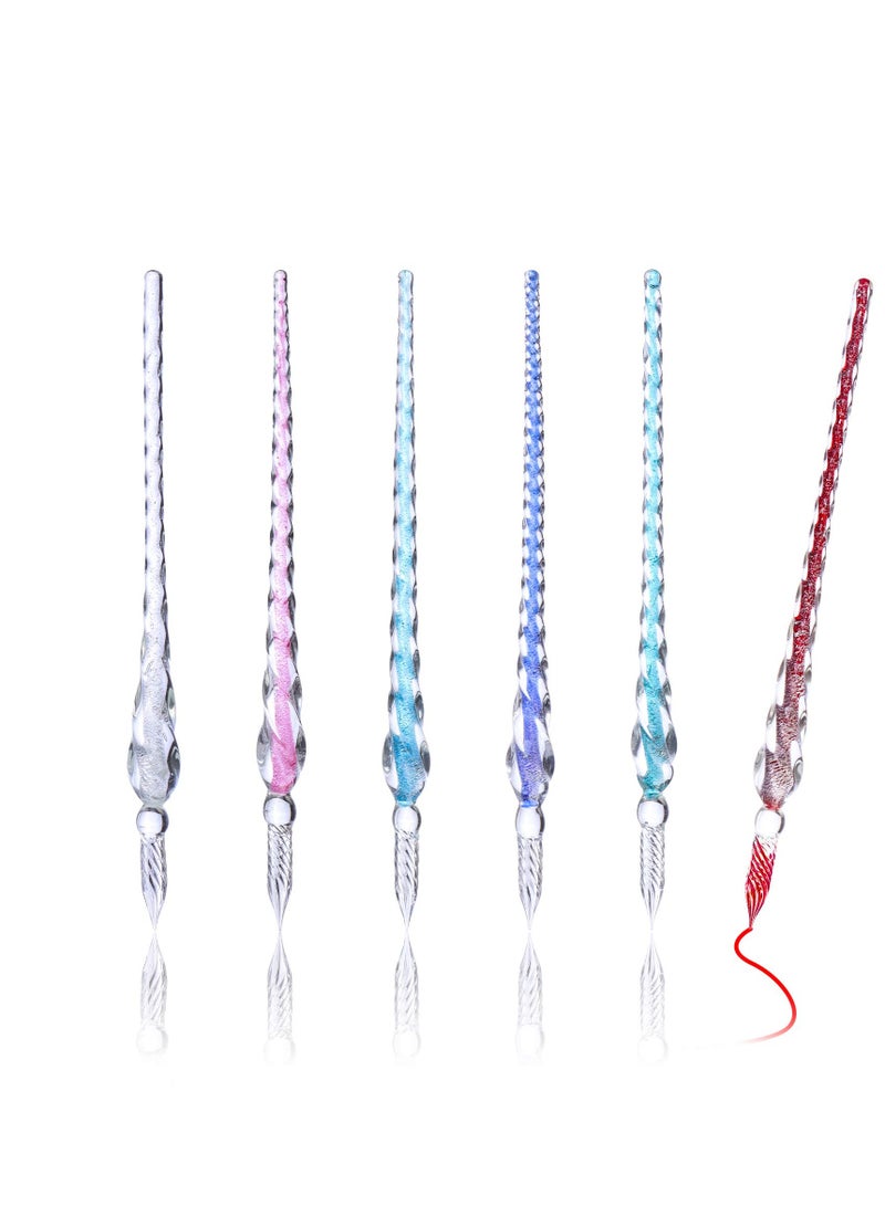 KASTWAVE Glass Dip Pens, 6 Handmade High Boron Glass Signature Pens Creative Inner Thread Elegant Crystal Signature Pens for Writing Drawing Decoration Business Gifts (6 Colors) - Image 1
