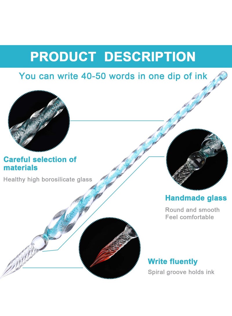 KASTWAVE Glass Dip Pens, 6 Handmade High Boron Glass Signature Pens Creative Inner Thread Elegant Crystal Signature Pens for Writing Drawing Decoration Business Gifts (6 Colors) - Image 4
