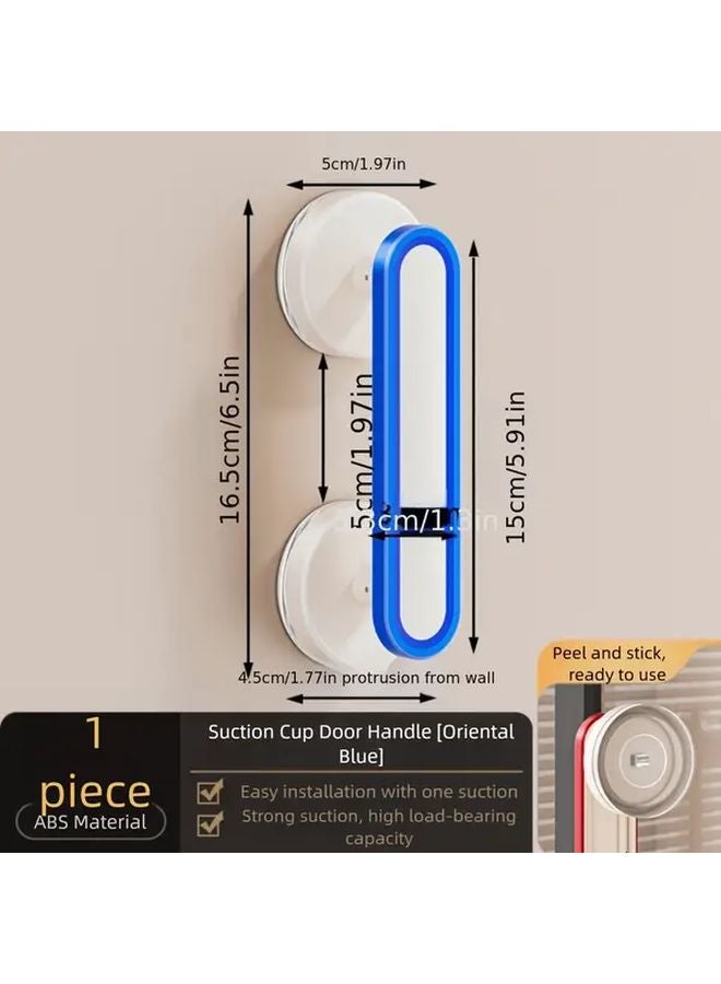 Blue Suction Cup Door Handle No Drilling Required Portable Strong Adhesion Universal For Sliding Doors - Image 1