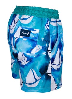Anemoss Sailboats Men Swim Shorts with Elastic Drawstring Waistband Small  - Image 2