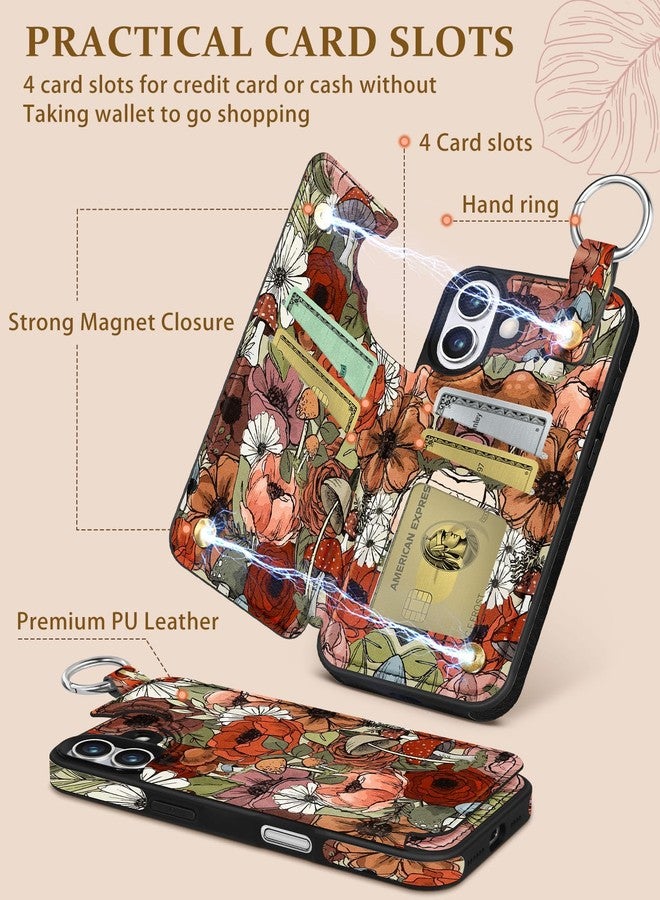 Shorogyt Compatible with iPhone 17 Wallet Case with Card Holder - Cute Flower Mushroom Design Kickstand for Magnetic Clasp Back Flip Folio Leather Phone Covers for Women Men Girls - Image 3