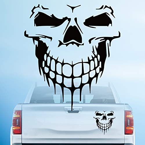HungMieh Skull Stickers and Decals for Car Windows Doors and Trucks 3D Skull Decals for Car Styling Laser Bumper Stickers Gloss Black 697 - Image 1