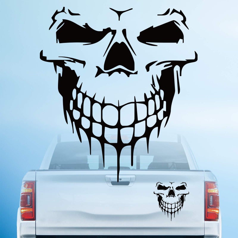 HungMieh Skull Stickers and Decals for Car Windows Doors and Trucks 3D Skull Decals for Car Styling Laser Bumper Stickers Gloss Black 697 - Image 3