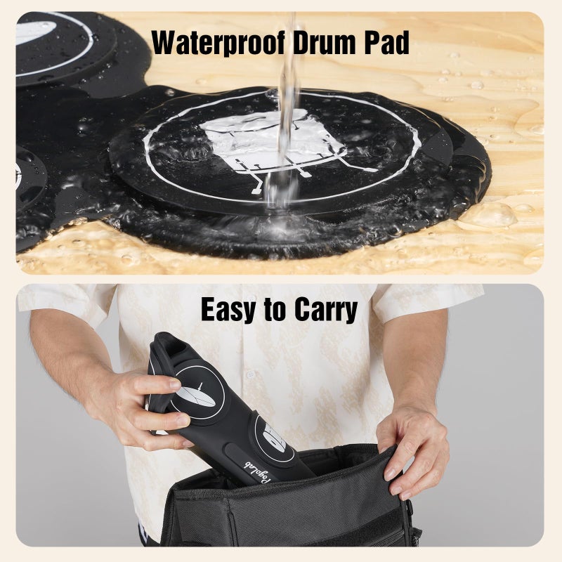 POGOLAB Electronic Drum Set, 7 Pads Roll Up Electric Drum Pad with Wireless Function, Portable Rechargeable Midi Drum Kit with Built-in Speaker/Pedals/Headphone Jack, Great Holiday Gift for Beginner - Image 5