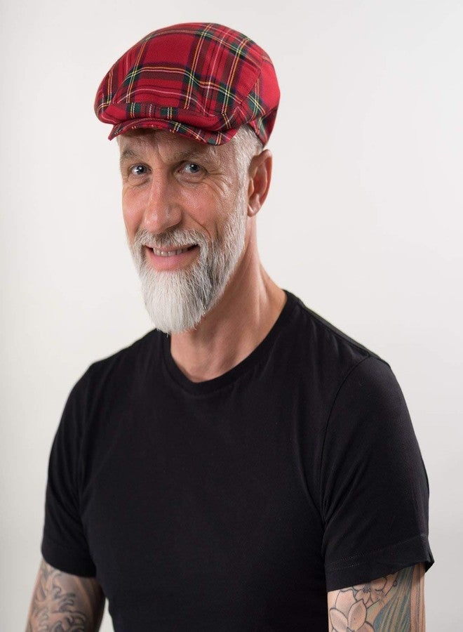 Lipodo Scottish Tartan Flat Cap Made in Italy Men Women Autumn Winter Quilted Lining Checked Pattern Red - Image 3