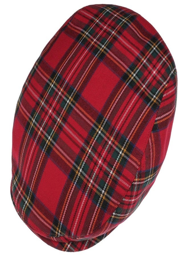 Lipodo Scottish Tartan Flat Cap Made in Italy Men Women Autumn Winter Quilted Lining Checked Pattern Red - Image 4