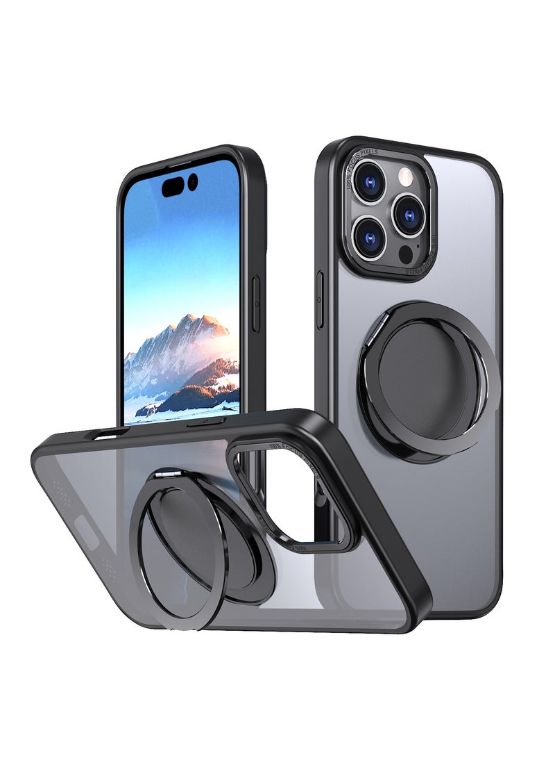 Cellairis ROTATABLE RING Case for Apple iPhone 15 Pro Max - MagSafe Compatible Transparent Cover with Kickstand Grip – Black - Image 1