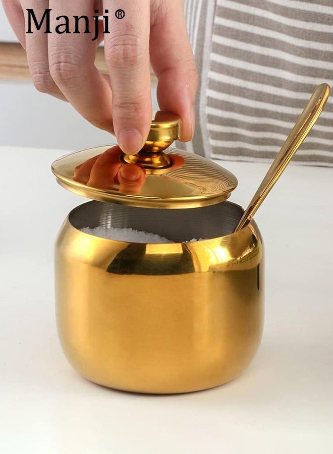 مانجي Stainless Steel Condiment Container Moistureproof Dustproof Stainless Steel Seasoning Container for Restaurant for Salt - Image 1
