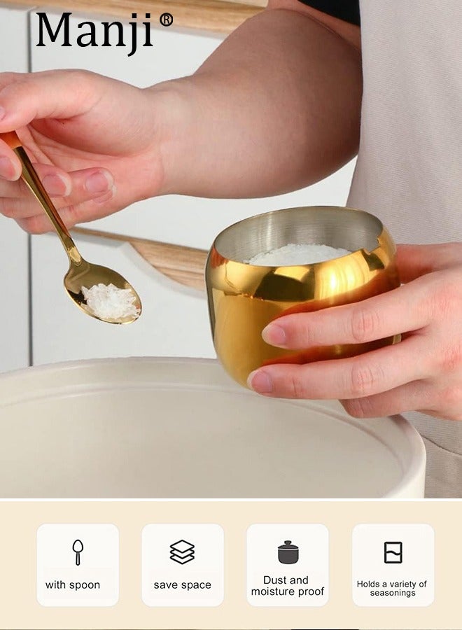 مانجي Stainless Steel Condiment Container Moistureproof Dustproof Stainless Steel Seasoning Container for Restaurant for Salt - Image 4