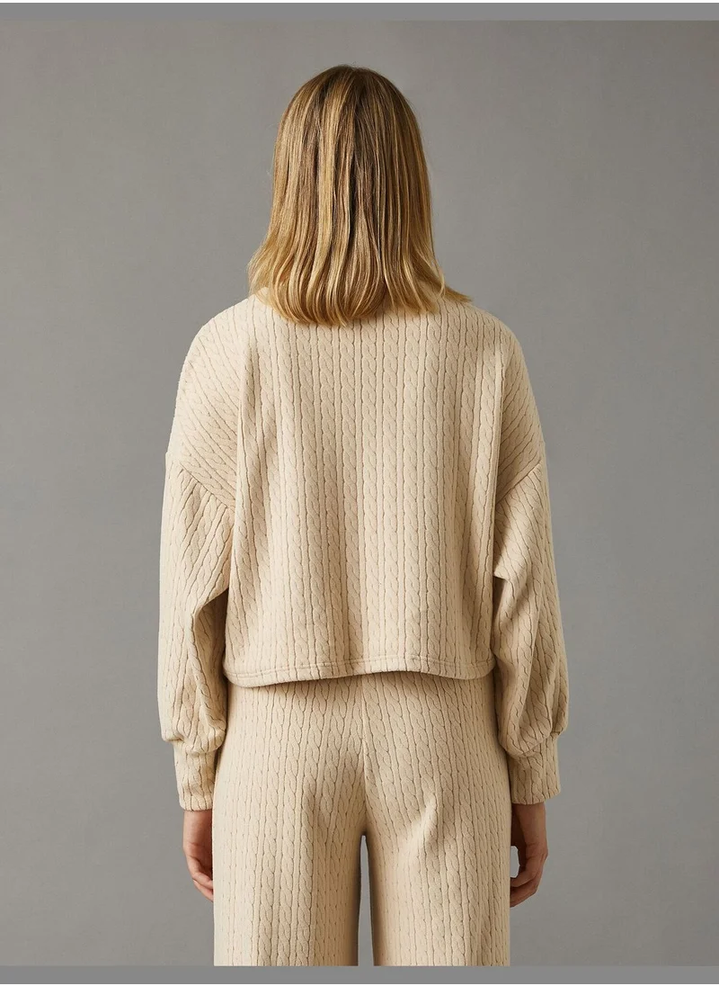 كوتون Turtleneck Knit Patterned Sweater