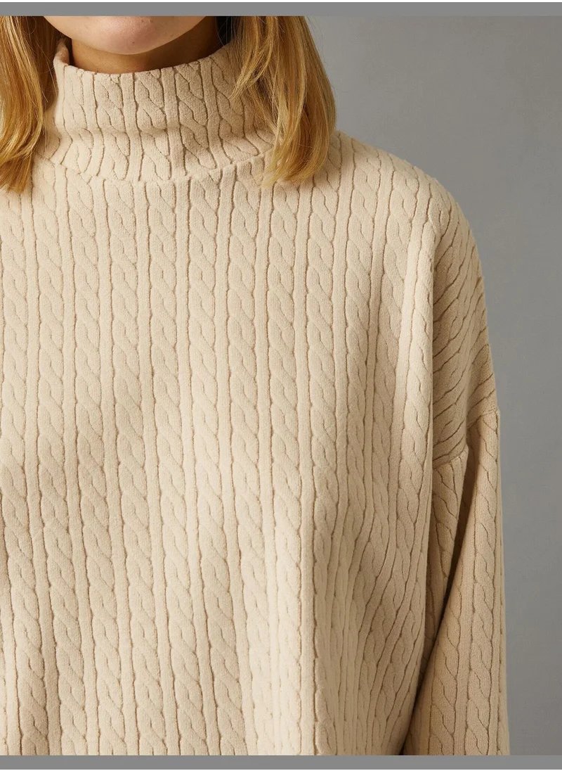 كوتون Turtleneck Knit Patterned Sweater