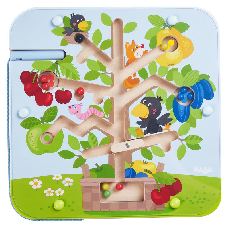 HABA Busy Board for Toddlers 2-4: Orchard Magnetic Maze Puzzle Game, Toddler Travel Toys & Montessori Toys - Image 1