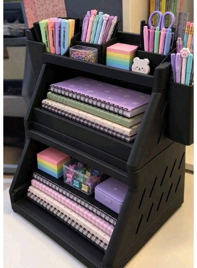 Lara 3-Tier Organizer Organizer for school or kitchen supplies Features two side organizers for spoons or pens Height: 30 cm Width and depth: 25 cm - Image 3