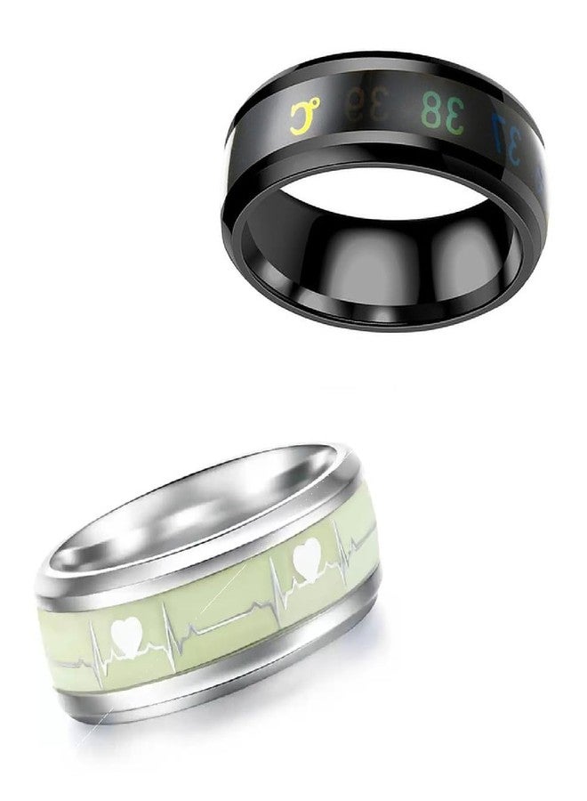IGA COLLECTION Valentine Stylish Fashionable Latest Combo ECG & Black Temperature Ring W4 (20) - Image 2