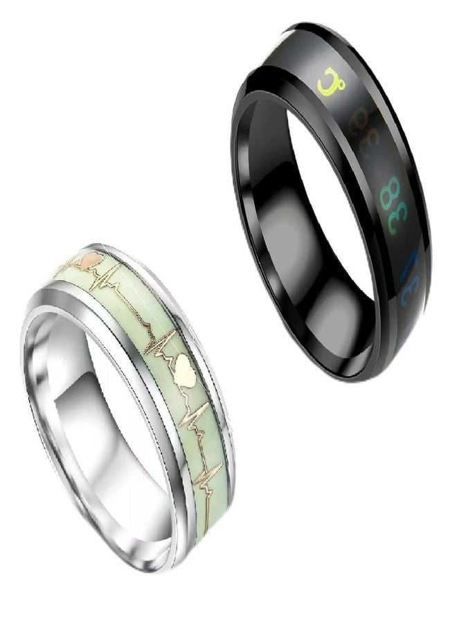 IGA COLLECTION Valentine Stylish Fashionable Latest Combo ECG & Black Temperature Ring W4 (20) - Image 1