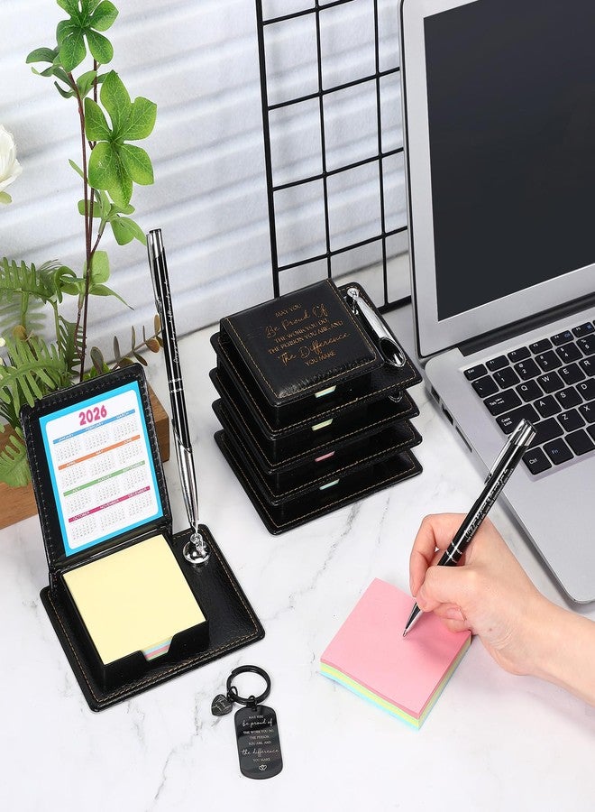 Resurhang 12 Set Employee Appreciation Gifts Bulk Inspirational Gifts Team Gift Bag PU Leather Notepad Holder with Pen Holder Team Keychain Ballpoint Pen Bulk Gifts for Colleagues Employees(Proud) - Image 2