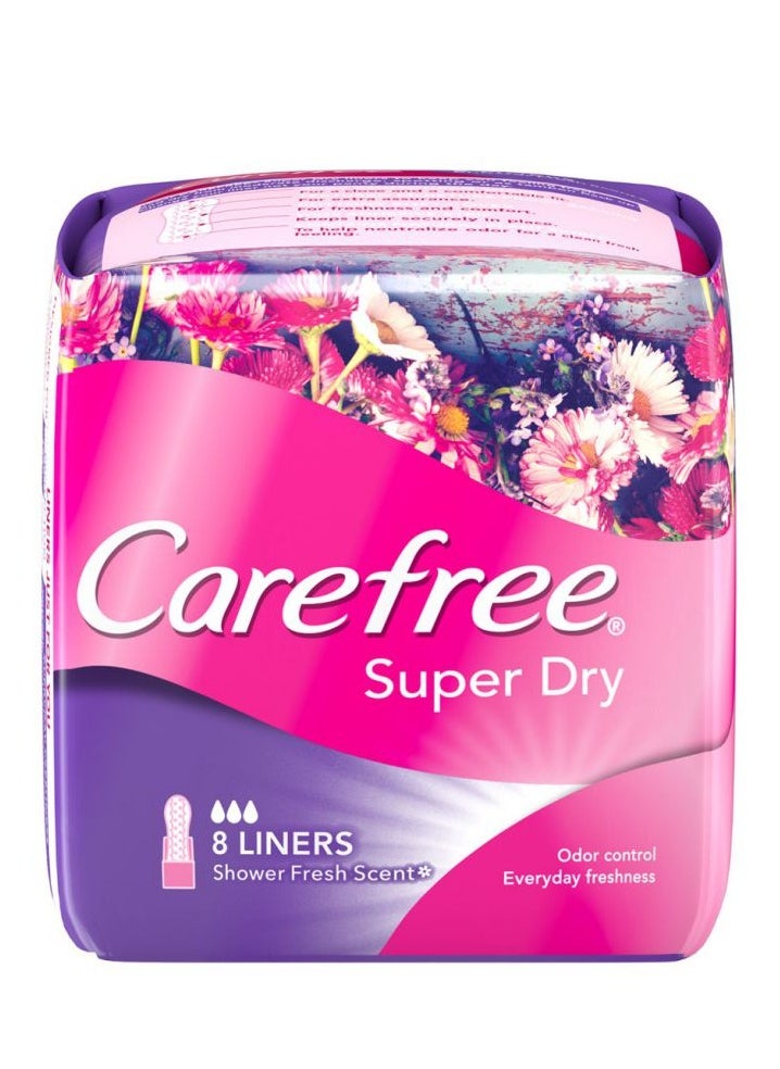 Carefree Panty Liners Super Dry Shower Fresh Scented 8 Pieces Pack  - Image 1