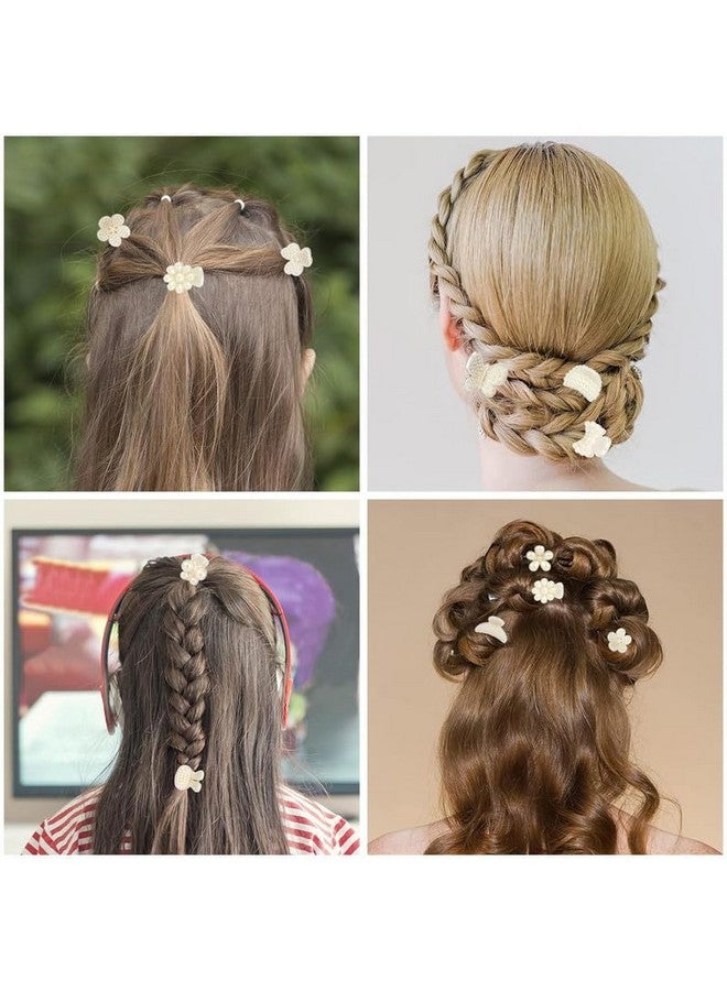 FAMEZA 12PCS Mini Pearl Hair Claw Clips, Flower Butterfly Sunflower Sweet Bangs Clips, White Decorative Hair Accessories, for Women Girls Wedding, 12 Styles - Image 3