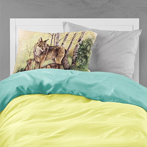 Caroline's Treasures BDBA0115PILLOWCASE Wolf Wolves by Daphne Baxter Fabric Standard Pillowcase Lightweight Super Soft Easy Care Decorative Artwork Pillowcase, Standard - Image 2