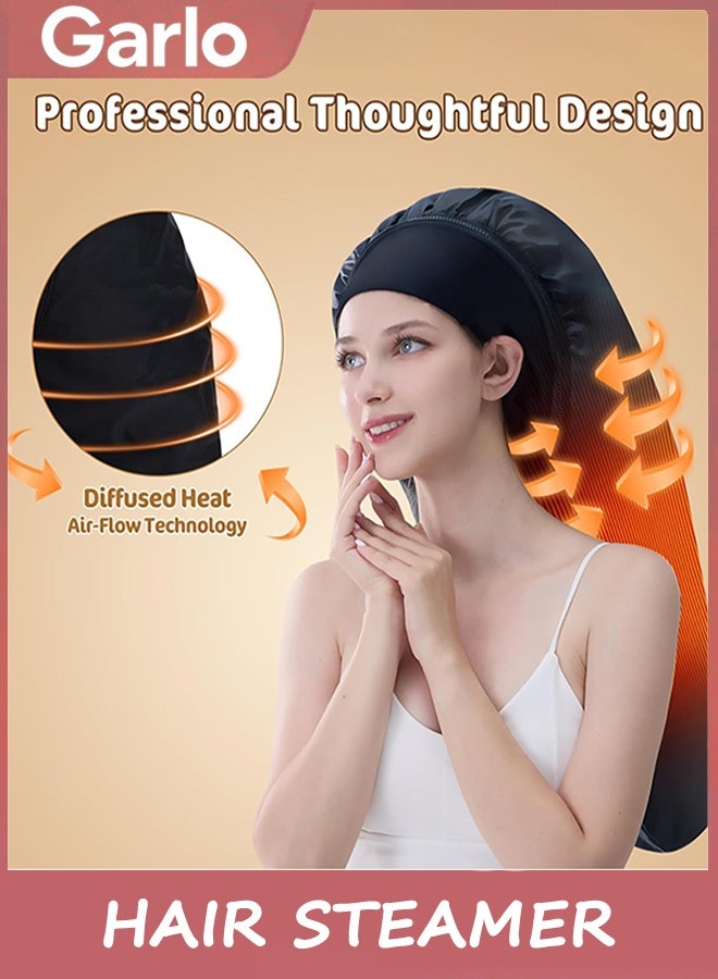 Garlo Hair Steamer for Deep Conditioning, Electric Heat Spa Cap with 10-Level Temperature Control 3 Time Settings for Natural Hairs, Portable Thermal Steam Cap, Hair Drying Hoods for Home Use - Image 4