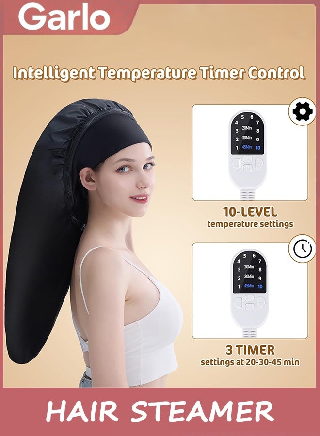 Garlo Hair Steamer for Deep Conditioning, Electric Heat Spa Cap with 10-Level Temperature Control 3 Time Settings for Natural Hairs, Portable Thermal Steam Cap, Hair Drying Hoods for Home Use - Image 5