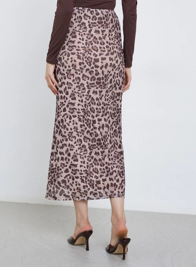 تايك تو Take Two Women's Leopard Print Bodycon Maxi Skirt