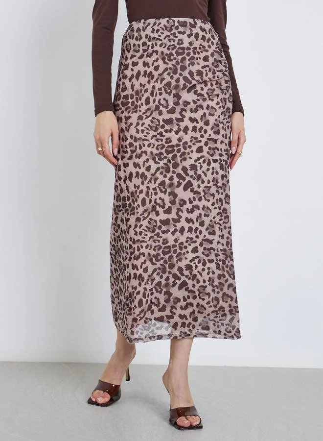 تايك تو Take Two Women's Leopard Print Bodycon Maxi Skirt