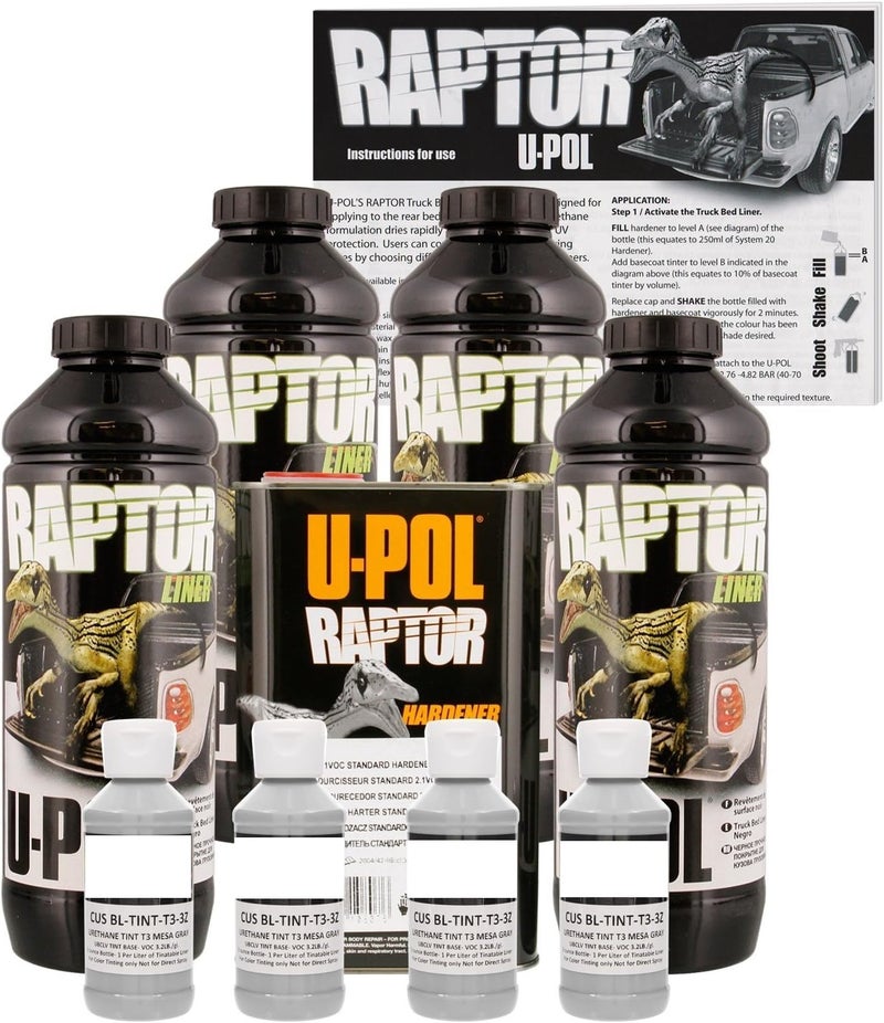 Raptor Mesa Gray Urethane Spray-On Truck Bed Liner & Texture Coating, 4 Liters