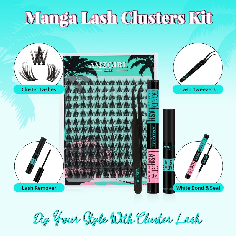 AMZGIRL LASH Fairy Eyelash Clusters DIY 144Pcs Lash Extension Kit Natural Lashes Clusters Kit with Lash White Bond and Seal,Lash Remover and Tweezers for Anime Cluster Eyelash Extensions Kit(Holiday-C-8-18mm) - Image 2
