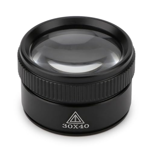 Rongon 30X Portable Pocket Reading Magnifier Optics Loupes Mini Desk Magnifier Loop Microscope Magnifying Glass Lens for Jeweler Stamps Maps Antiques Magazines Electronics (30X 40MM) - Image 1