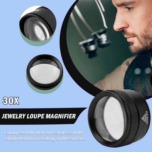 Rongon 30X Portable Pocket Reading Magnifier Optics Loupes Mini Desk Magnifier Loop Microscope Magnifying Glass Lens for Jeweler Stamps Maps Antiques Magazines Electronics (30X 40MM) - Image 5