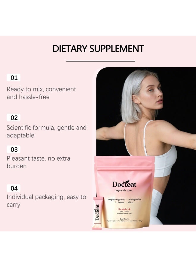 docteat Lugnande Tonic Powder | with Magnesium Glycinate, Ashwagandha & L-Theanine for Stress Relief, Relaxation, Focus & Sleep Support – 300g - Image 3
