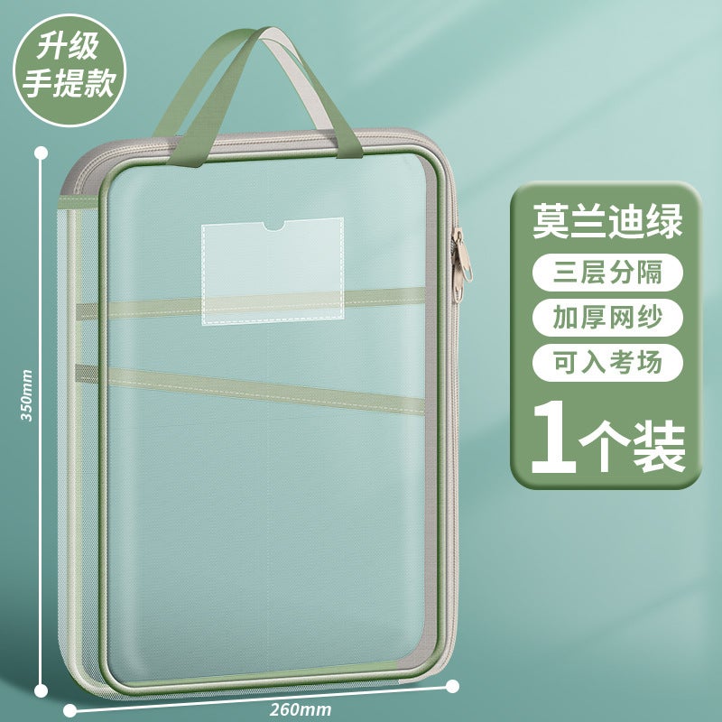 L-Shaped Large-Opening Subject Classification Bag Transparent Large-Capacity Student Homework Storage Bag Classification File Bag Handbag - Image 1