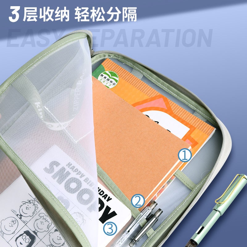 L-Shaped Large-Opening Subject Classification Bag Transparent Large-Capacity Student Homework Storage Bag Classification File Bag Handbag - Image 4