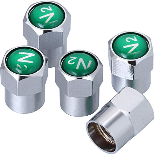 ONWON أغطية صمامات الإطارات من أونون 5 قطع مطلية بالكروم من النحاس مع شعار نيتروجين N2 لحماية صمامات الإطارات للسيارات - Image 4