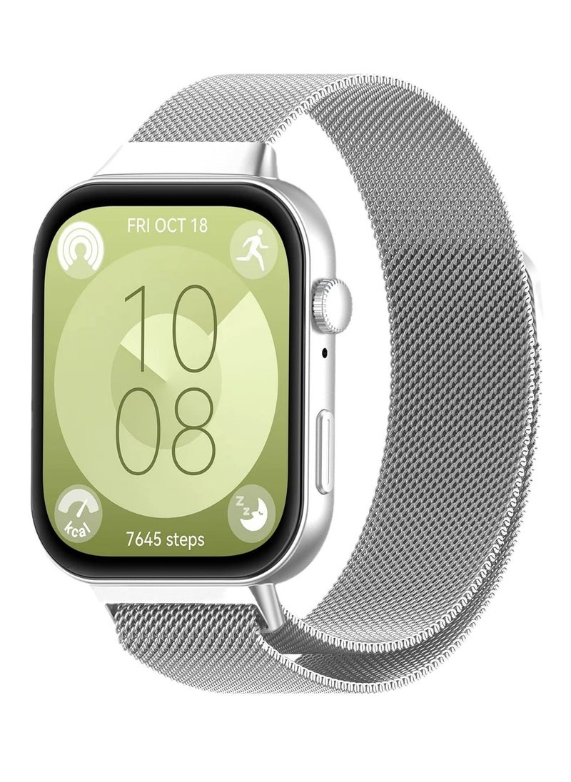 HW Magnetic Statinless Steel Bracelet Wristband for Huawei Watch Fit 3 Silver  - Image 1