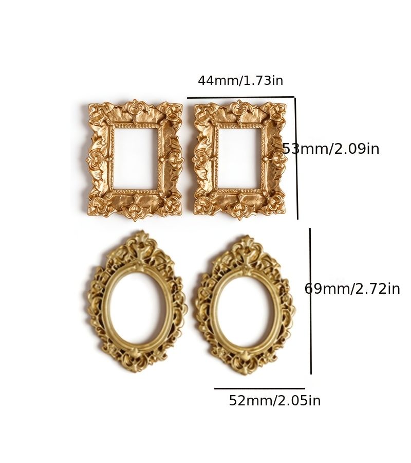 Set Of 12 Small Golden Frames For Photos Jewelry Holiday Party Display - Image 3