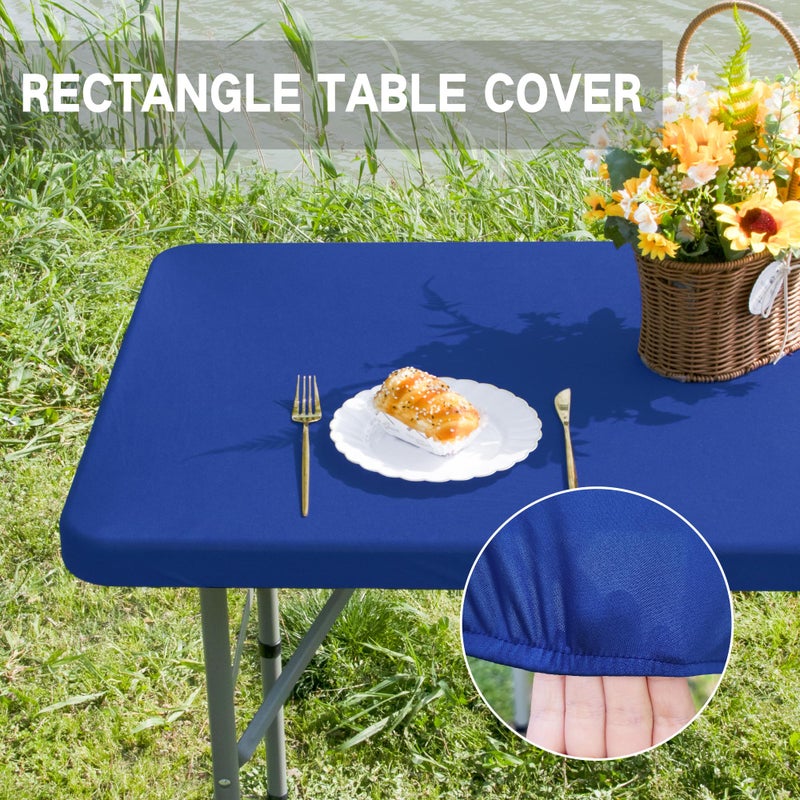 Nacuci Rectangle 4ft Fitted Table Cover Elastic Tablecloth 4ft Stretch Spandex Table Top Cover for Dining Kitchen Home Party Blue 23X48 Inch - Image 2