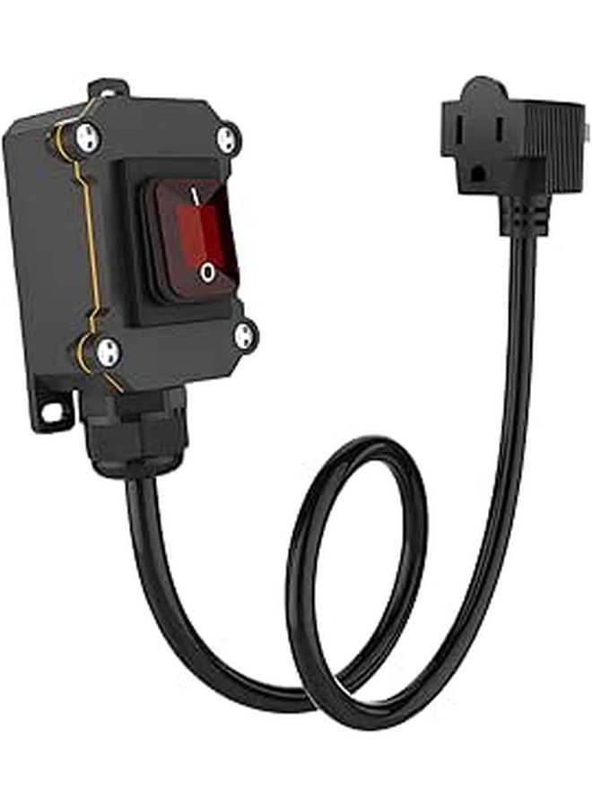 حبل تمديد مقاوم للماء مع مفتاح 3 أقدام 1 متر 20 أمبير 125 فولت زر صخري LED أحمر قشرة مقاومة للحريق Pa66 - Image 1