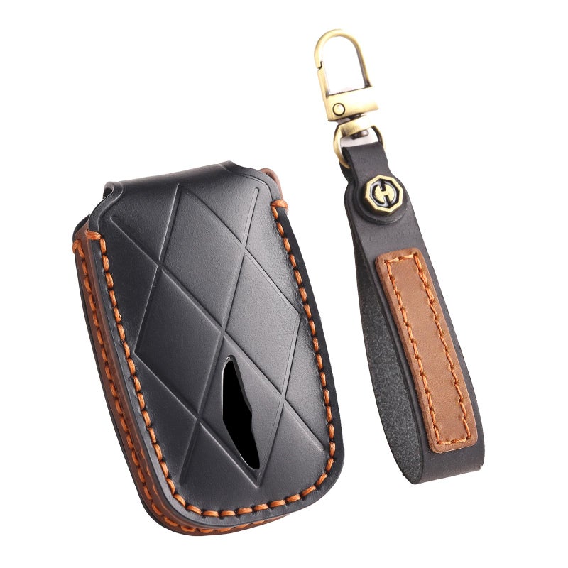 TECART Leather 5 Button Key Fob Cover Fit for Genesis GV60 GV80 G70 G90 2025 2024 2023 Remote Key Fob Case Protector Black