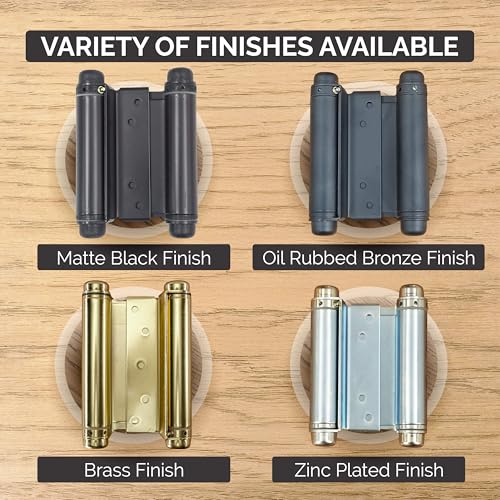 Hinge Outlet Adjustable Double Action Spring Hinge, Saloon, Swinging or Cafe Door Hinges - Highly Rust-Resistant, Self-Closing, Dual-Swing (3 Inch, Zinc) - Image 4