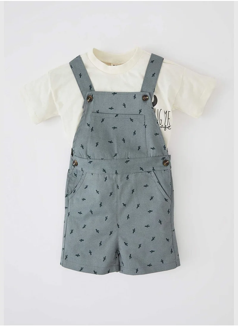 ديفاكتو Regular Fit Short Sleeve T-Shirt & Polka Dot Print Salopet Set